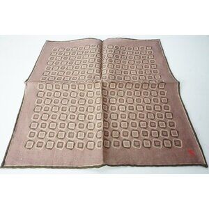 Isaia Brown Mauve Retro Geometric 100% Linen Pocket Square Italy New
